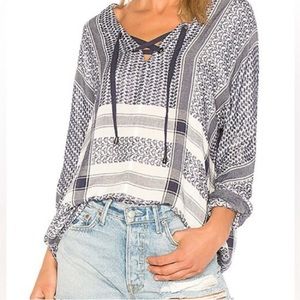 Rails Navy and White Printed Tunic Top
